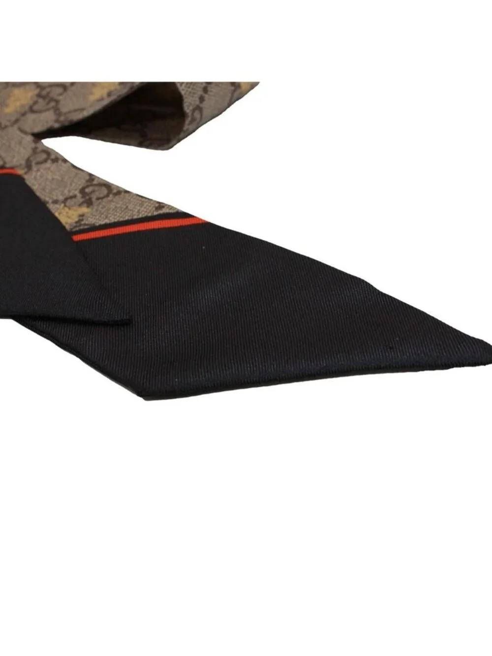 Gucci Scarf Silk GG Bee Neck Bow Gray Navy